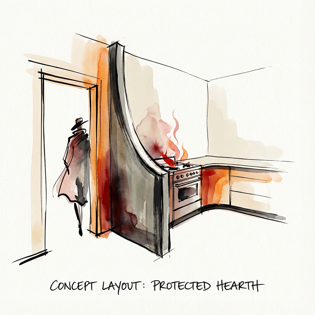 [Kitchen] Door Facing Stove—Exposed Wealth Invites Disaster